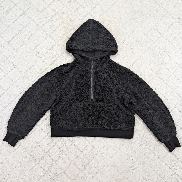Lululemon Jacket Womens XS/S Black Scuba Oversized ½ Zip Sherpa Wool Blend - Picture 1 of 9